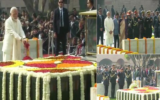 राष्‍ट्रपति रामनाथ कोविंद और PM मोदी ने राजपथ पर महात्‍मा गांधी को दी श्रद्धांजलि