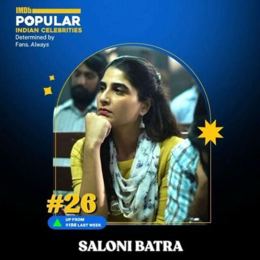 ब्लॉकबस्टर एनिमल रिलीज के बाद आईएमडीबी की सेलिब्रिटी रैंकिंग में सलोनी बत्रा इस पायदान पर पहुंची! ब्लॉकबस्टर एनिमल रिलीज के बाद आईएमडीबी की सेलिब्रिटी रैंकिंग में सलोनी बत्रा इस पायदान पर पहुंची!
