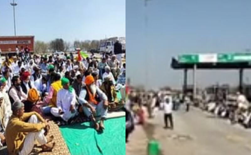 हिसार के लांधड़ी-चिकनवास टोल पर पक्का मोर्चा, किसानों ने नारेबाजी की