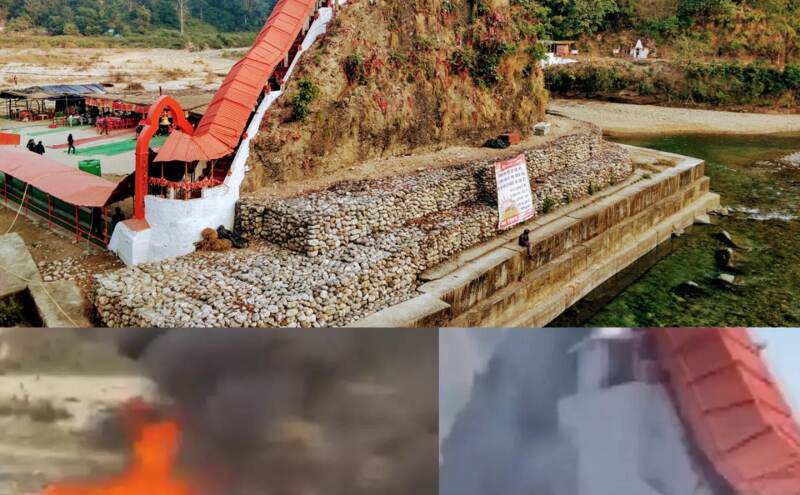 रामनगर के गर्जिया मंदिर में लगी आग, प्रसाद की दुकानें जलकर राख