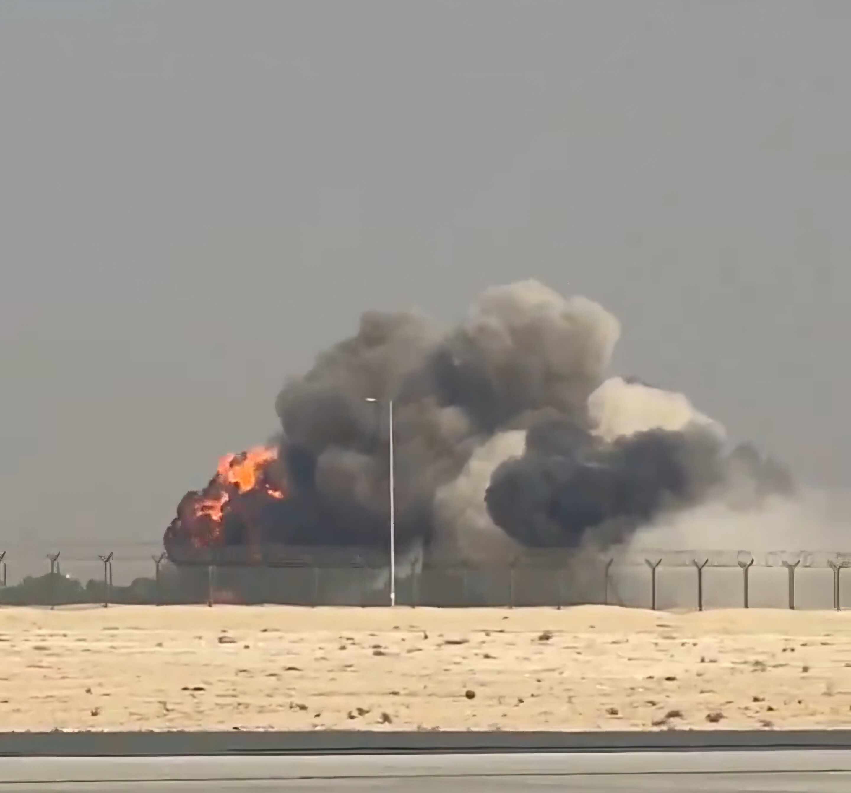 Indian Air Force Tejas fighter jet engulfed in flames after crash during Dubai Air Show demo flight at Al Maktoum Airport