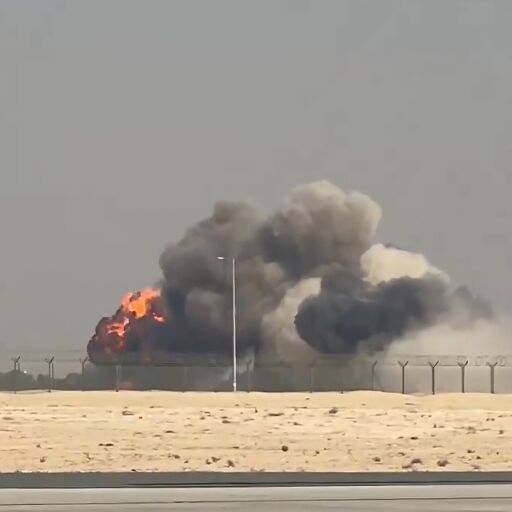 Indian Air Force Tejas fighter jet engulfed in flames after crash during Dubai Air Show demo flight at Al Maktoum Airport