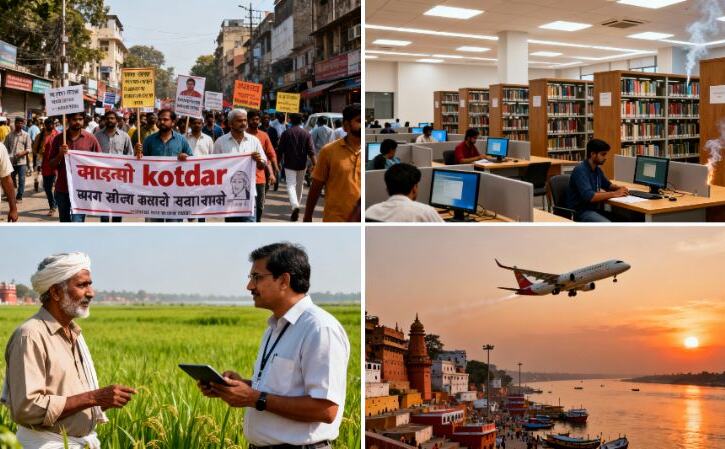 Varanasi News: कोटेदारों का प्रदर्शन, बीएचयू में आग और हवाई किराए में बढ़ोत्तरी, पढ़ें आज की प्रमुख ख़बरें