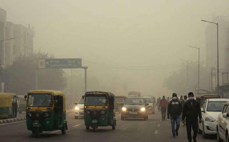 दिल्ली बनी गैस चैंबर: जहरीली हवा ने बढ़ाई सांस की परेशानी, AQI बेहद खराब स्तर पर पहुंचा