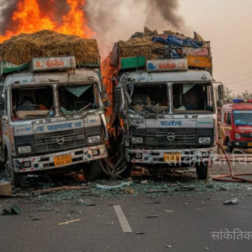 इटावा में कोहरे का कहर: हाईवे पर दो ट्रकों की भीषण टक्कर, आग लगने से चालक की जिंदा जलकर मौत इटावा में कोहरे का कहर: हाईवे पर दो ट्रकों की भीषण टक्कर, आग लगने से चालक की जिंदा जलकर मौत