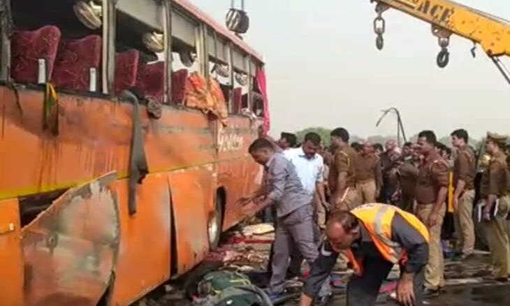राजस्थान के 30 यात्रियों से भरी चलती बस बनी आग का गोला, मच गई चीख पुकार