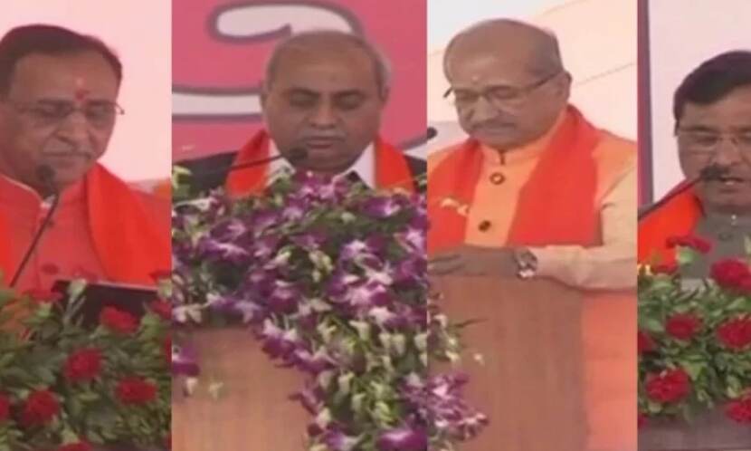 गुजरात में छठी बार बीजेपी सरकार, सीएम रूपाणी समेत 20 मंत्रियों ने ली शपथ