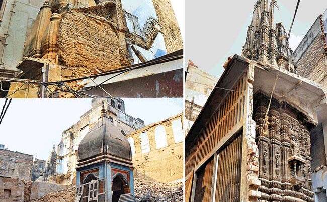 ललिताघाट से मणिकर्णिकाघाट के बीच बनते कॉरिडोर के बीच सामने आ रहा दबा बनारस