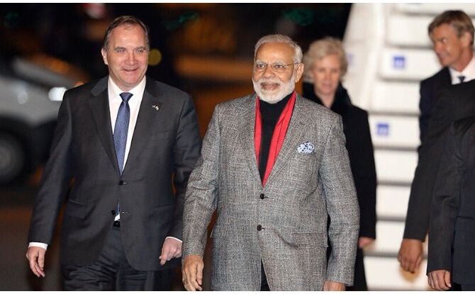 स्वीडन के प्रधानमंत्री ने हिंदी में किया पीएम मोदी का स्वागत