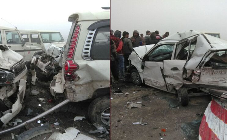 लखनऊ-आगरा एक्सप्रेस वे पर कहर बनकर आया कोहरा, 10 कारें आपस में भिड़ीं, कई घायल