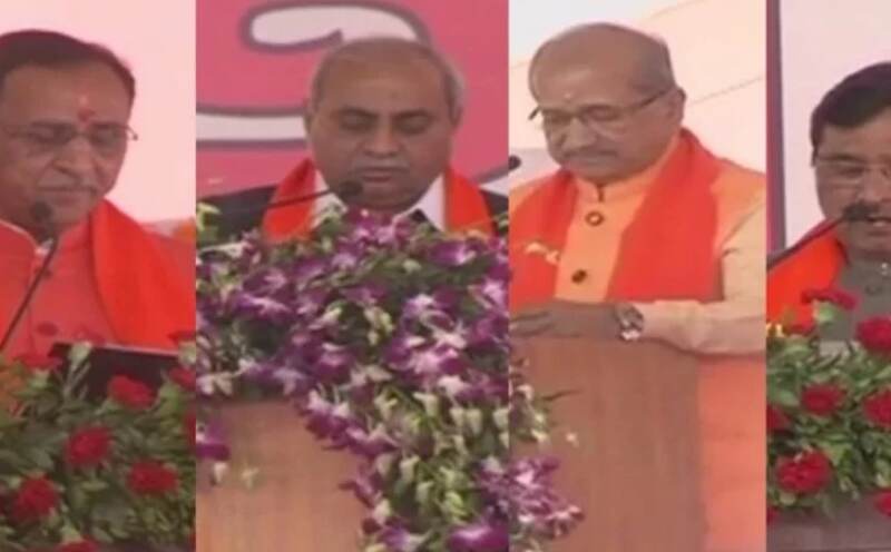 गुजरात में छठी बार बीजेपी सरकार, सीएम रूपाणी समेत 20 मंत्रियों ने ली शपथ