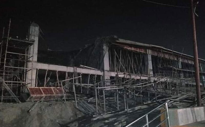 प्रयागराज में कुंभ मेले के लिए बन रही हेलीपोर्ट बिल्डिंग का हिस्सा गिरा