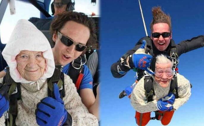 102 साल की उम्र में यह बनी सबसे उम्रदराज स्काईडाइवर